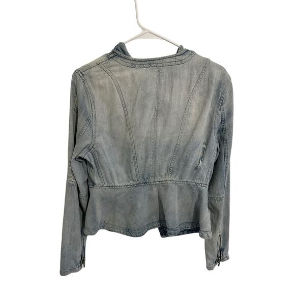 BLANK NYC Women's Small Blue Long Sleeve Zip Pocket Denim Zip Up Jacket - Picture 9 of 14